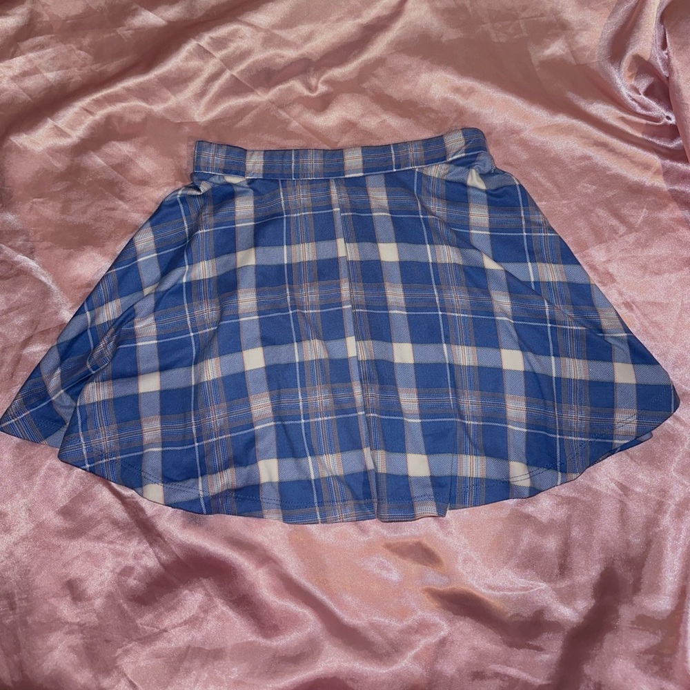 Blue plaid skirt